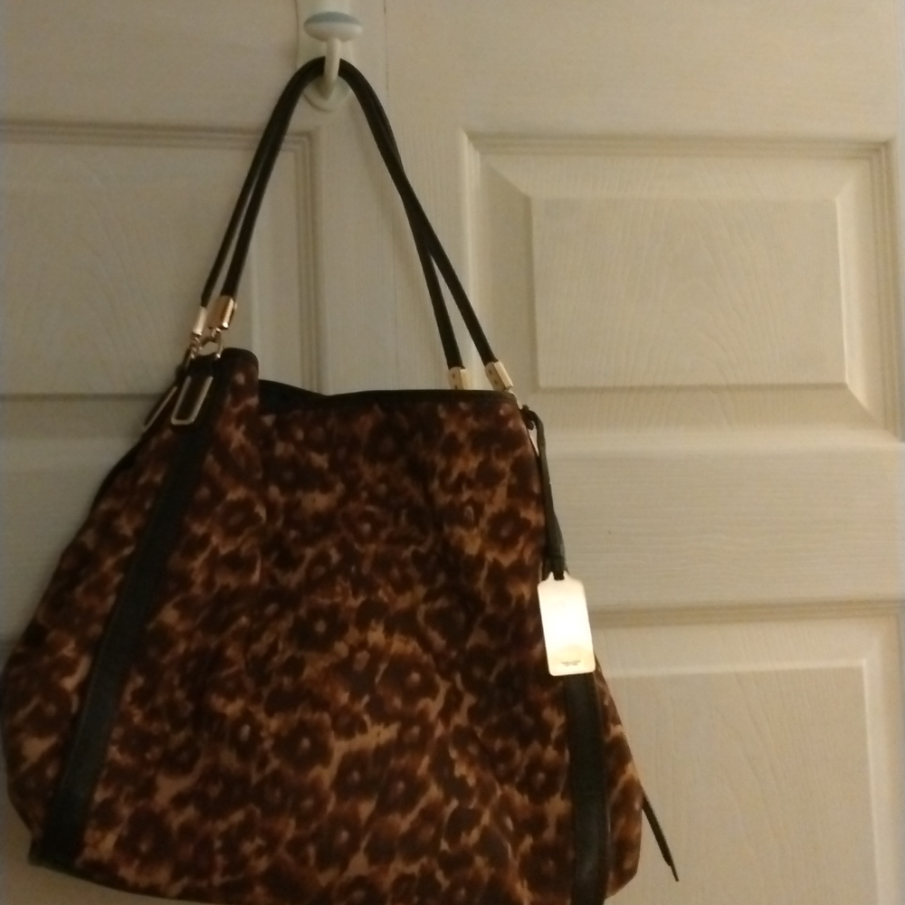 No. D1481-32410 - Coach Madison Ocelot Jacquard and Leather Phoebe Shoulder Bag
